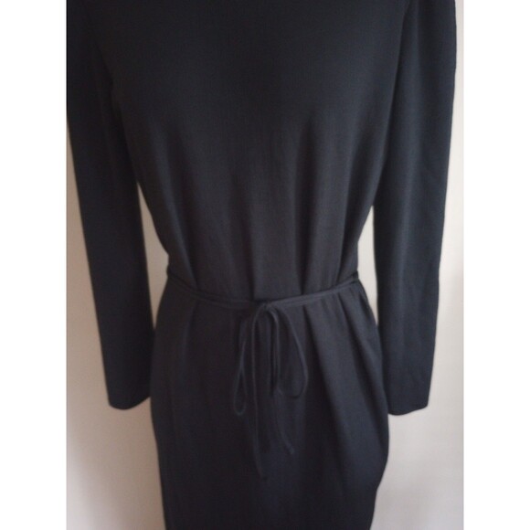 Zara Dress Long Sleeve Midi Tie-Front Black Womens Size Medium - Picture 2 of 9